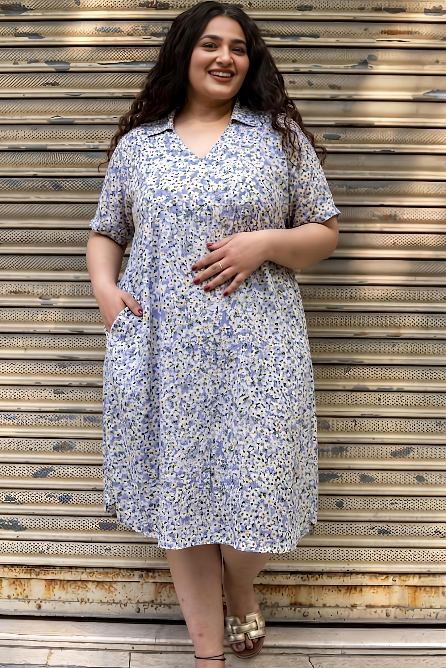 Soft Floral Collar Dress