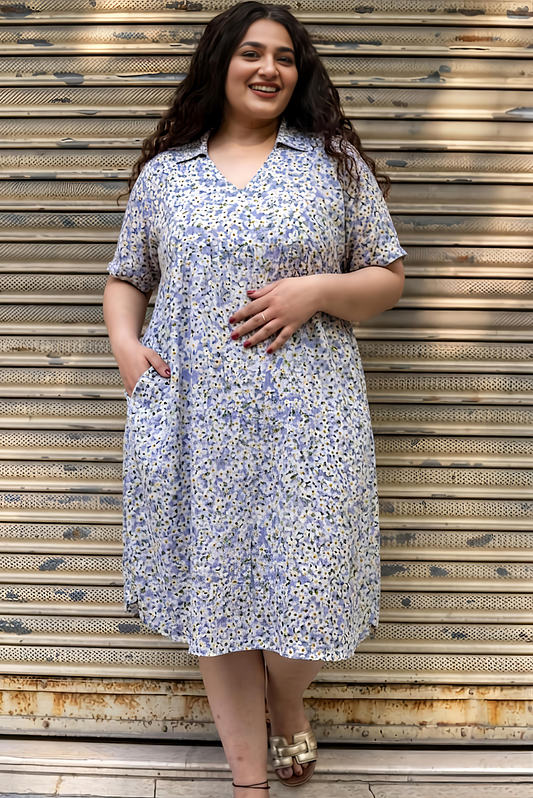 Soft Floral Collar Dress