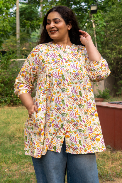 Botanical Print A-Line Tunic