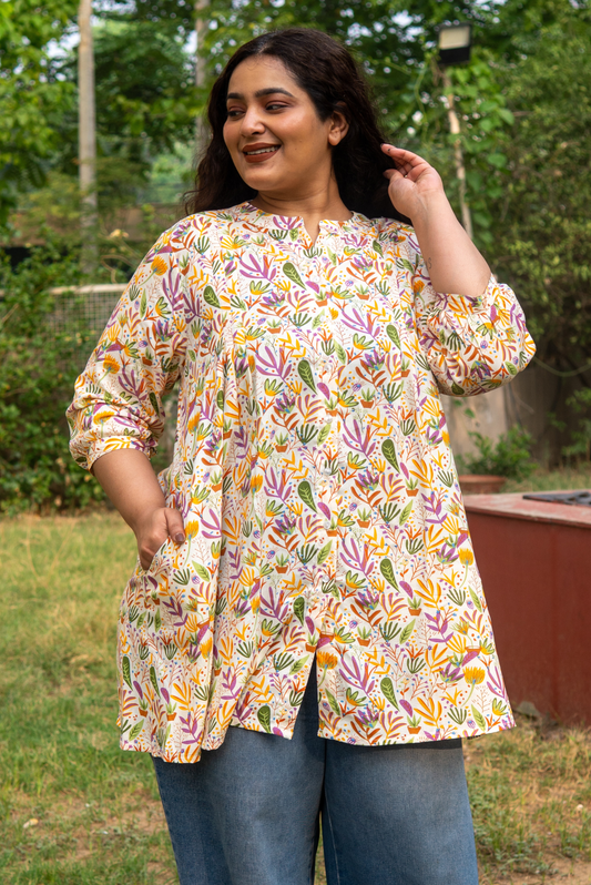 Botanical Print A-Line Tunic