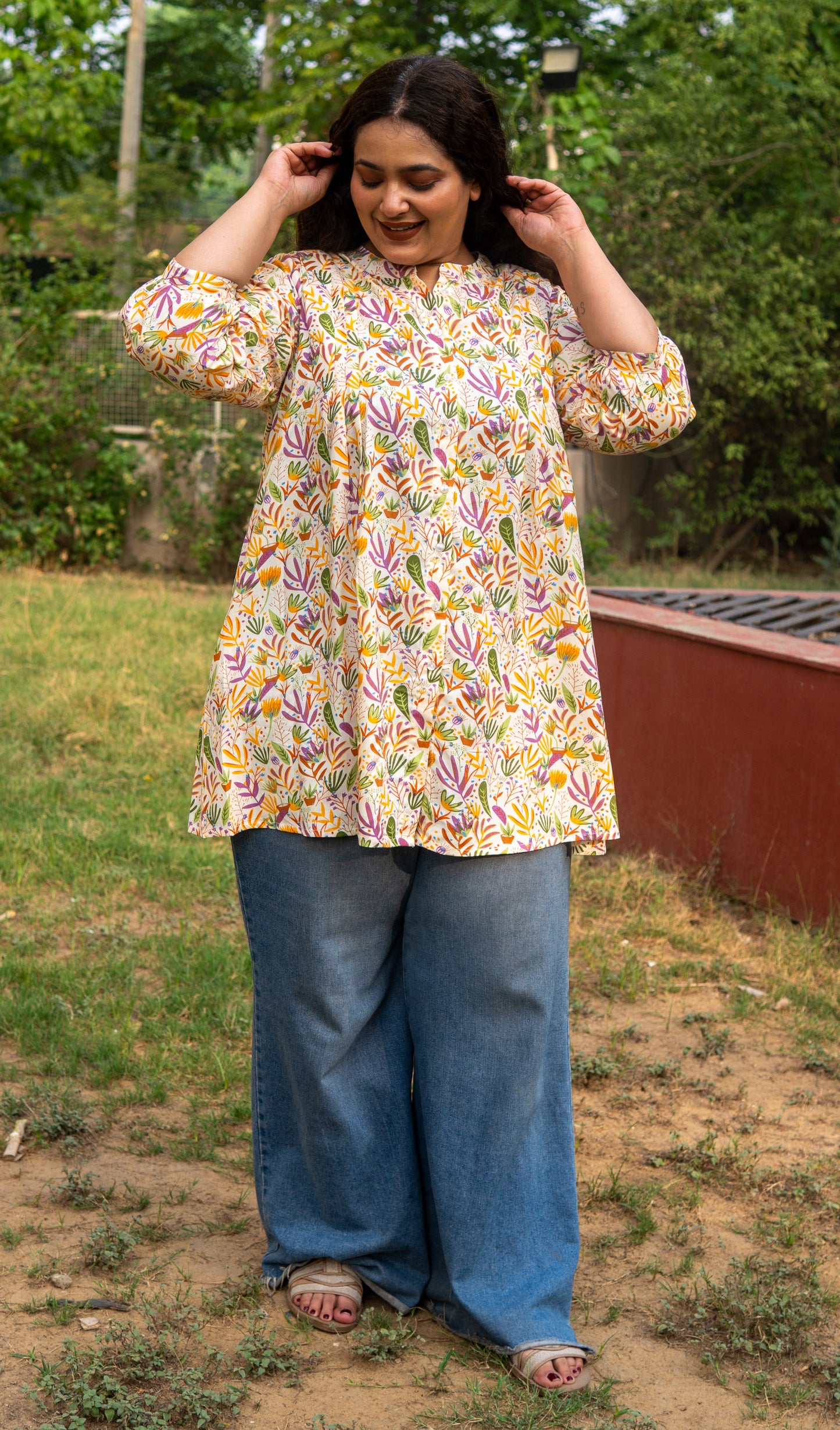 Botanical Print A-Line Tunic