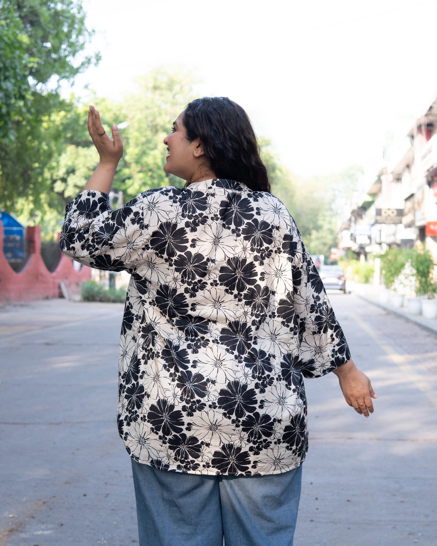 Noir Élégance Floral Shirt