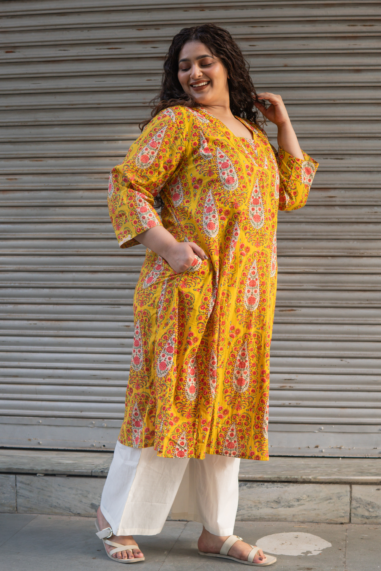 Sunlit Paisley A-Line Kurta Palazzo Set