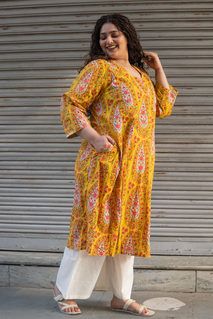 Sunlit Paisley A-Line Kurta Palazzo Set