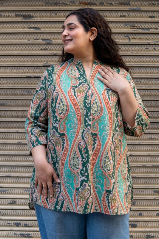 Turquoise Paisley Kurta Top