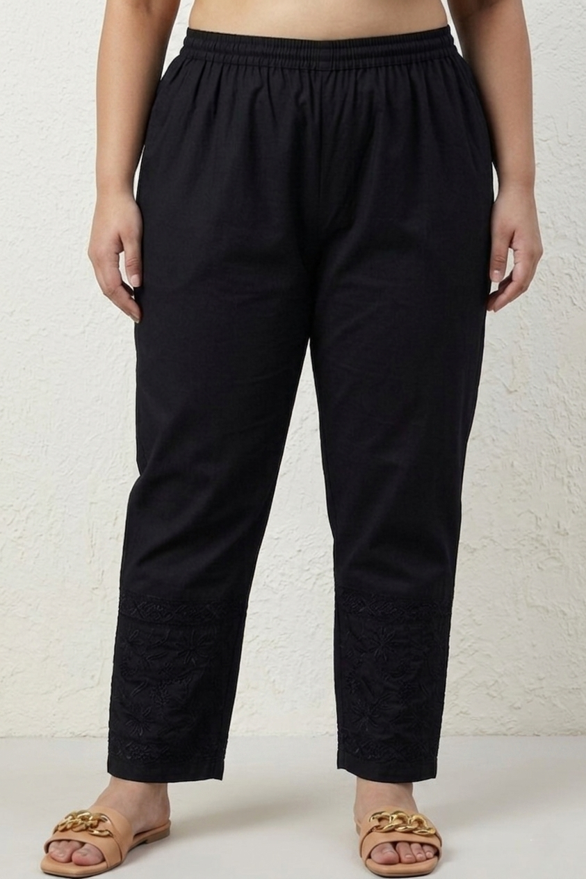Chikankari Black Strech Pants