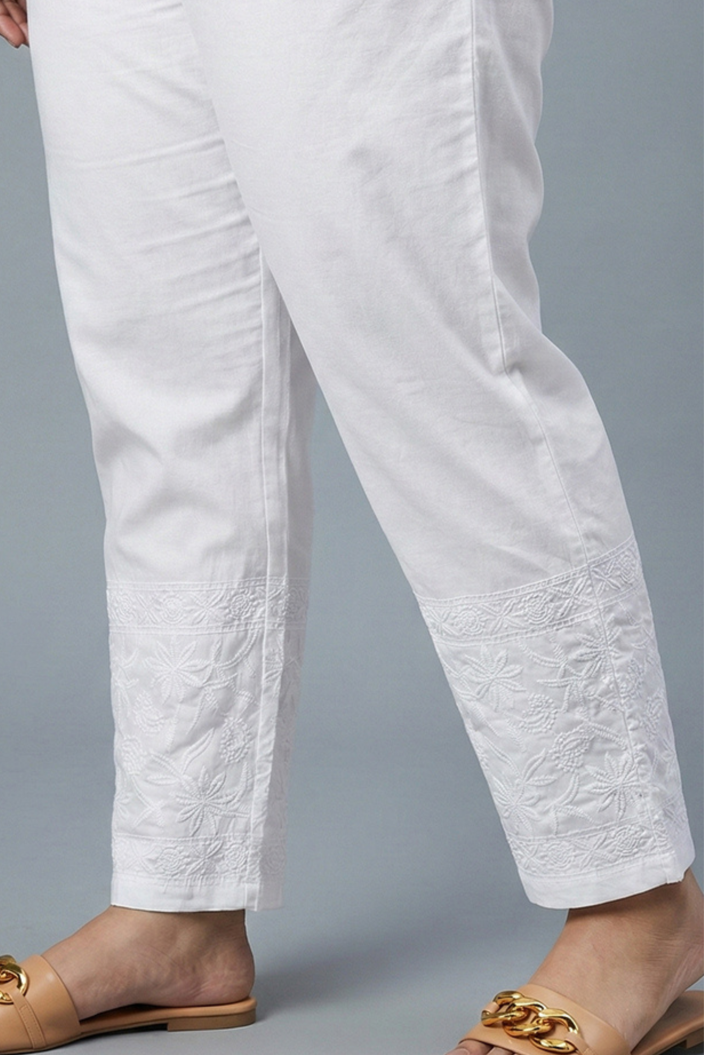 Chikankari Solid Strech Pants