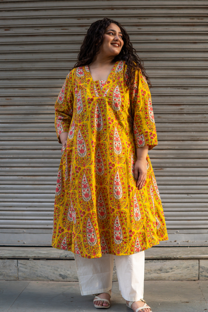 Sunlit Paisley A-Line Kurta Palazzo Set
