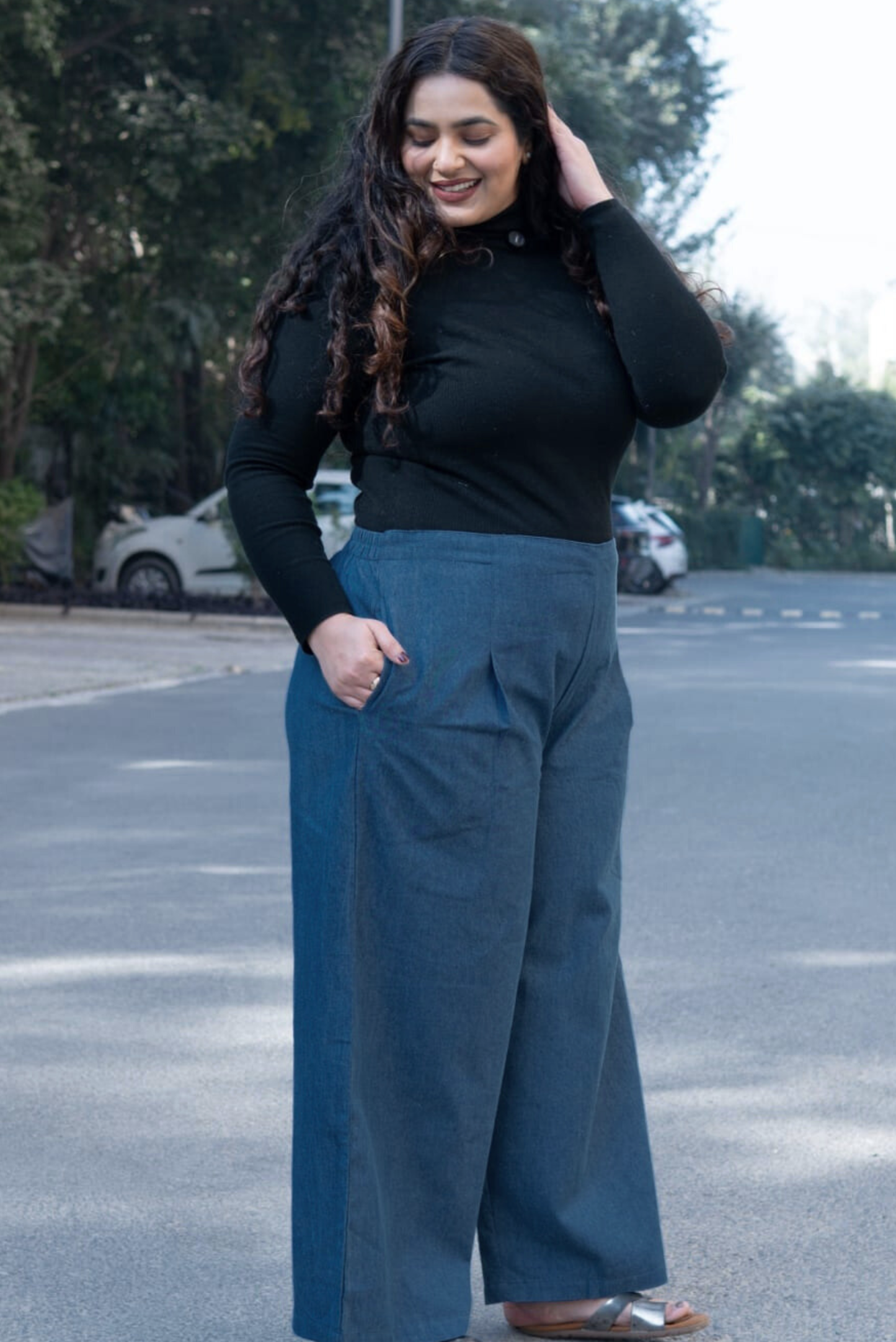 DenimEase Palazzo Pants