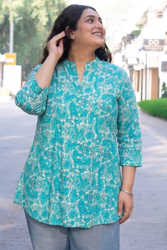 Turquoise Paisley RelaxFit Shirt