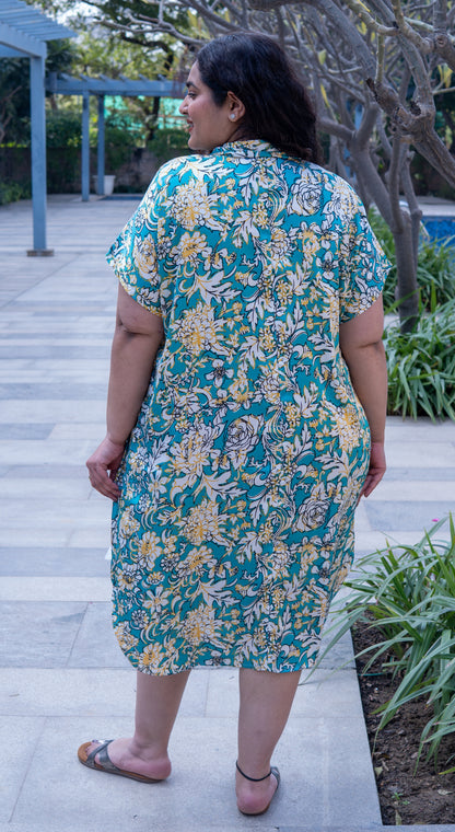 Teal Breeze Collar Dress