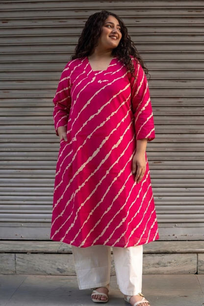Rani Lehariya Kurta Set