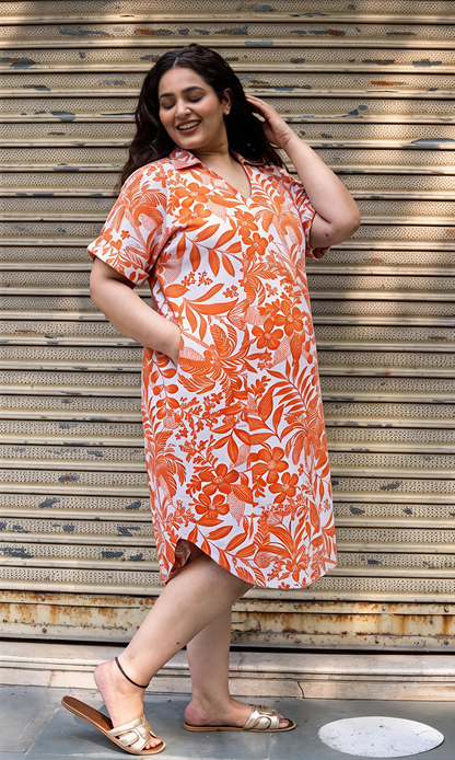 Sunset Bloom Collar Dress