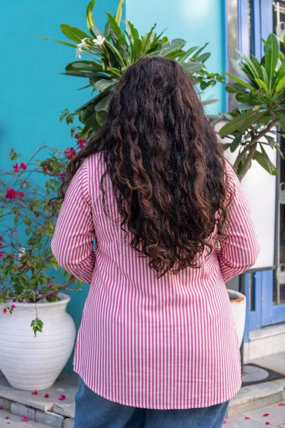 BlushStripe Comfy Kurta Top