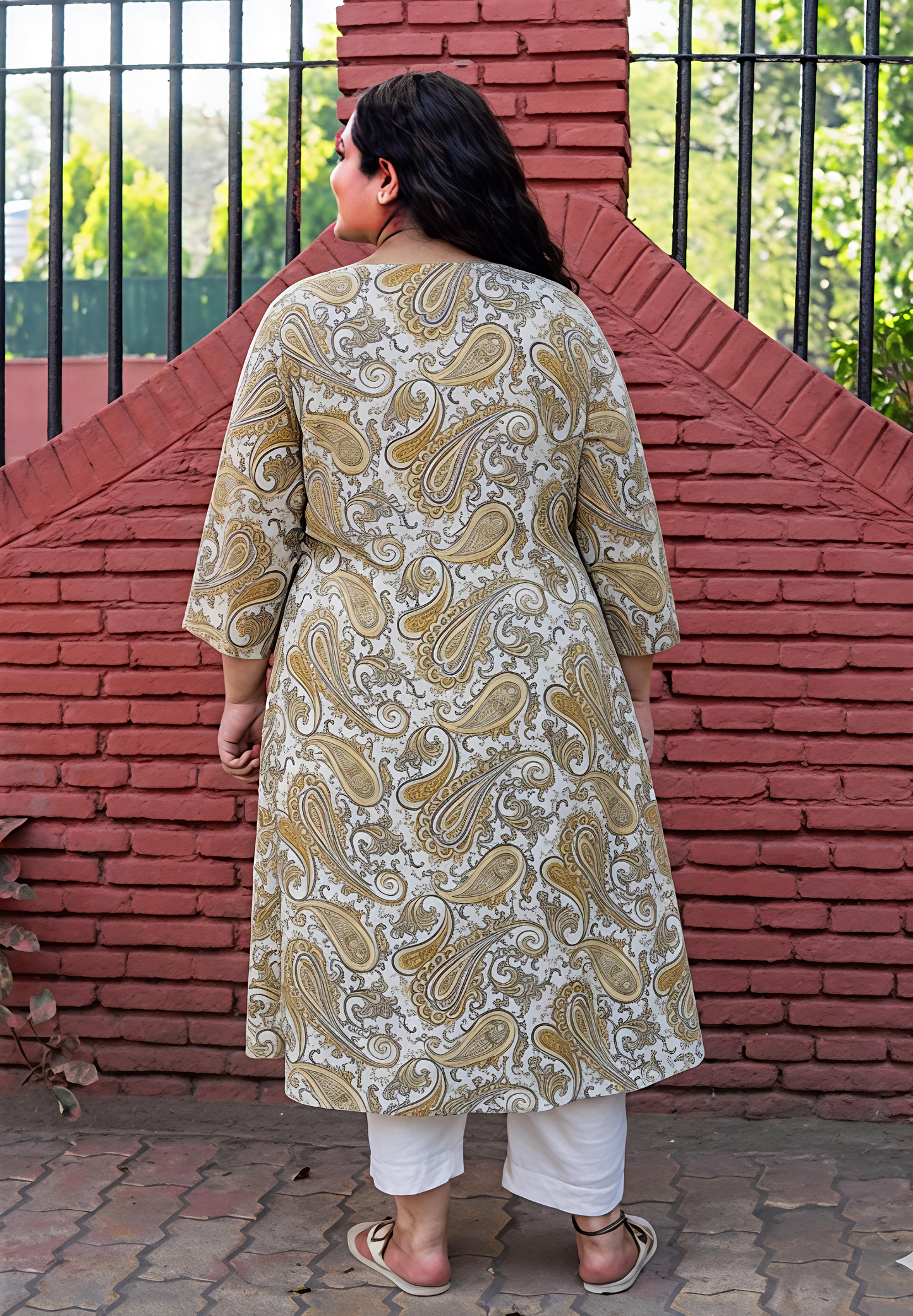 Yellow Paisley A-Line Kurta