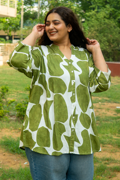 Abstract Leaf Print Shirt