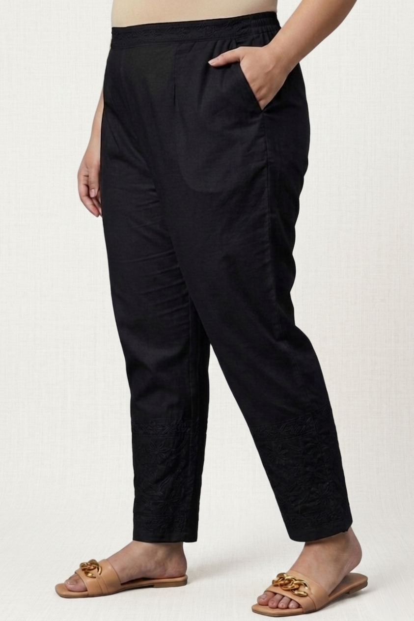 Chikankari Black Strech Pants