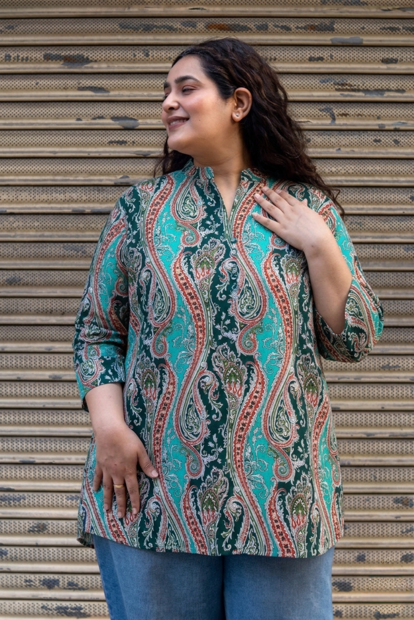 Turquoise Paisley Kurta Top