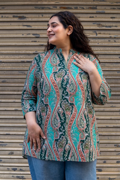 Turquoise Paisley Kurta Top