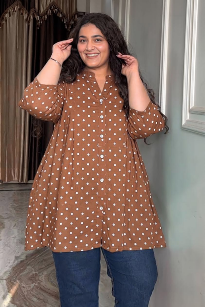 Caramel Dot A-Line Tunic