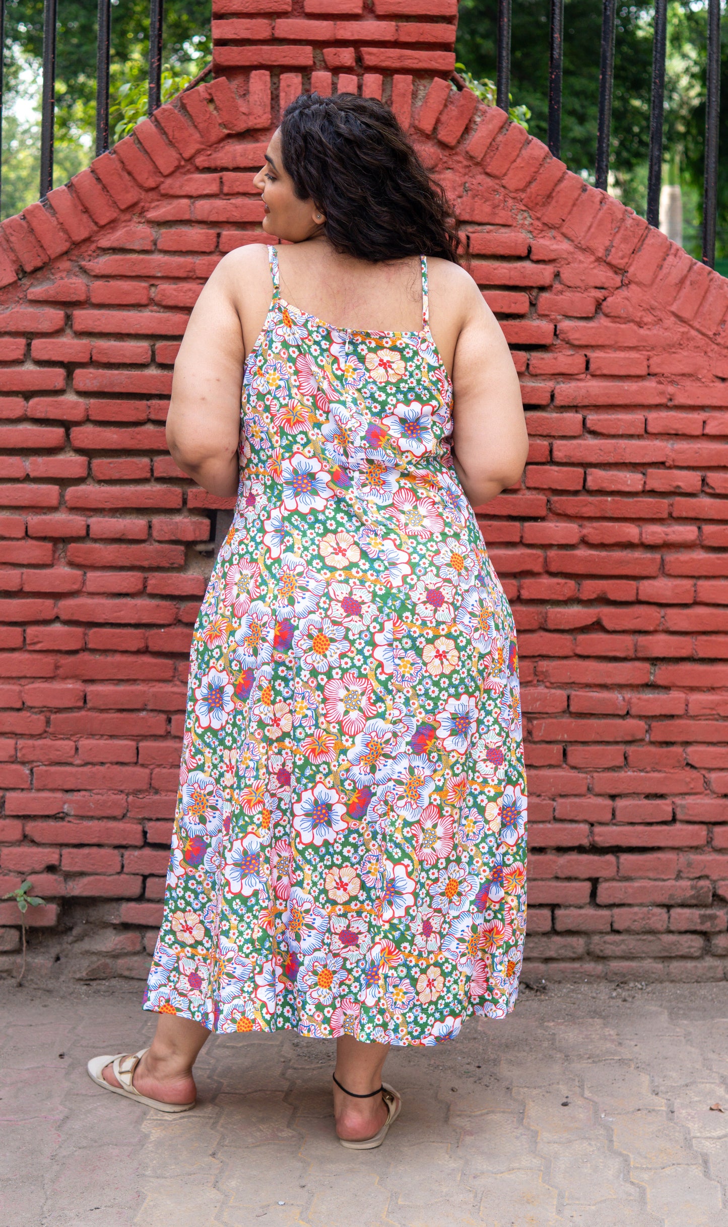 Meadow Bloom Flared Midi Dress