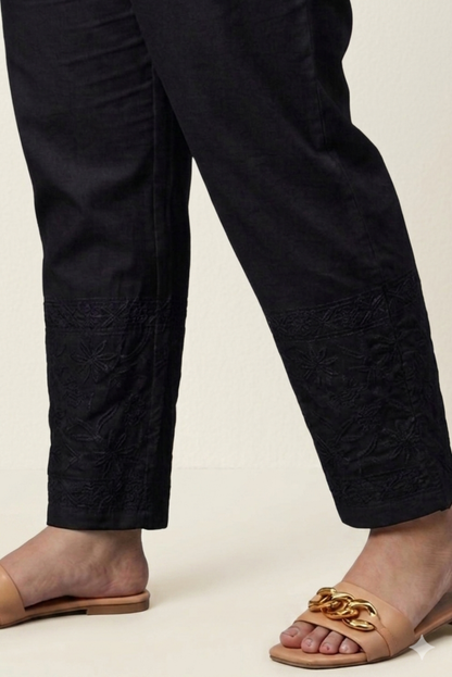 Chikankari Black Strech Pants