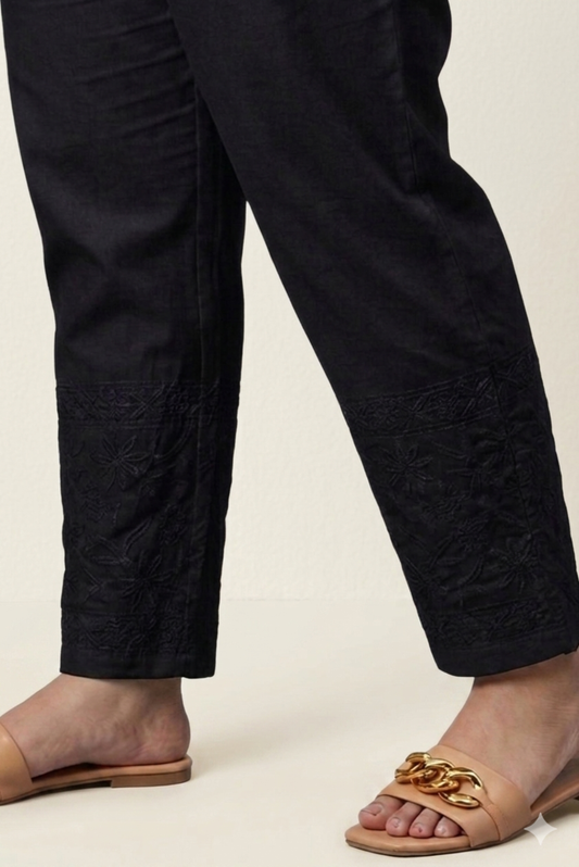 Chikankari Black Strech Pants