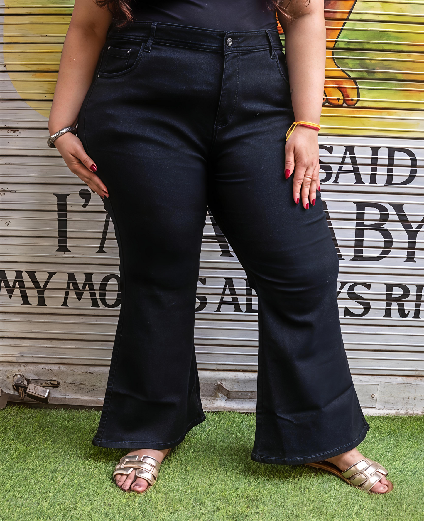 ComfyDenim Black Flared Jeans