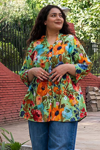 Pistachio Floral RelaxFit Shirt