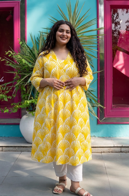 Saffron Shell A-Line Kurta
