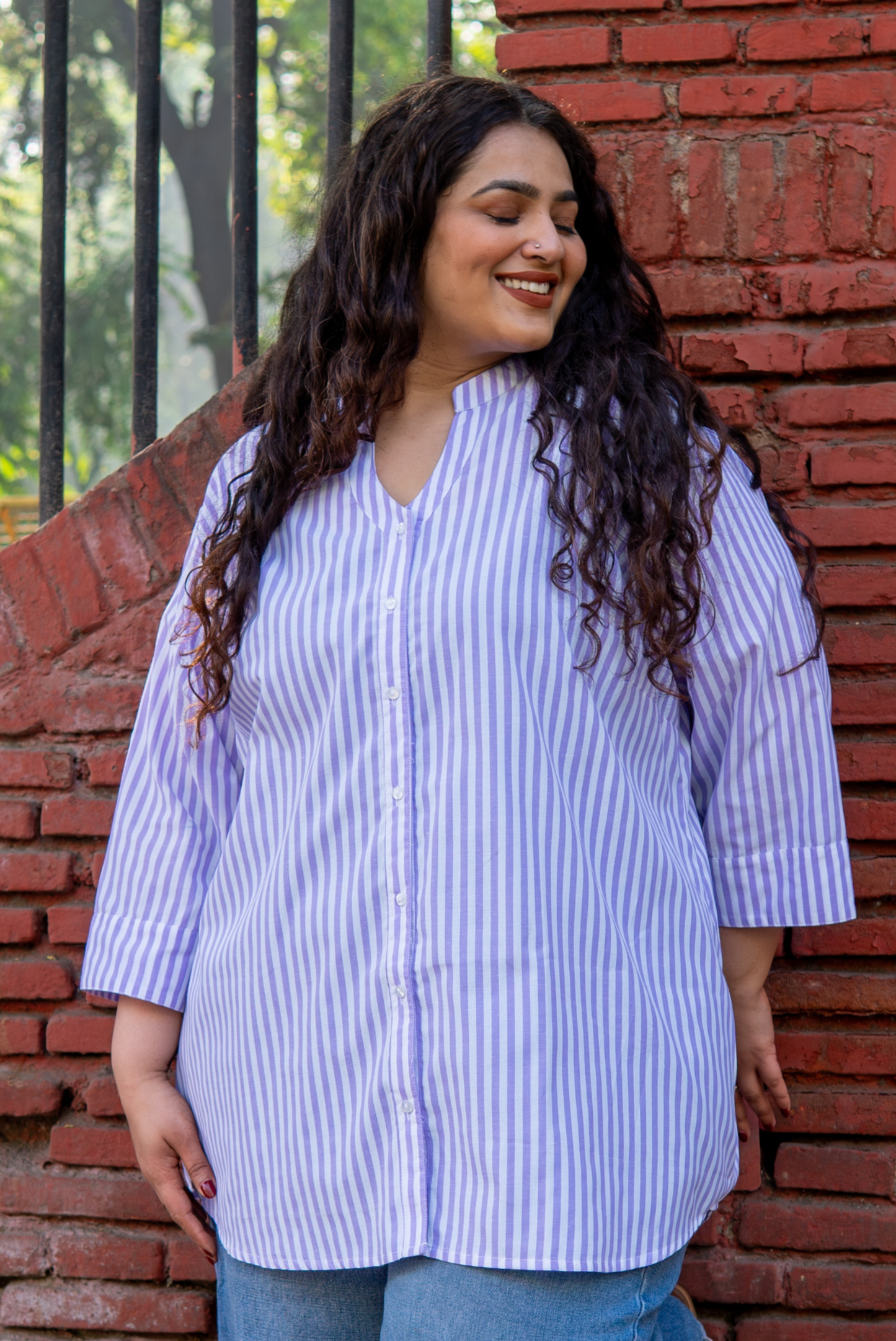 Lavender Ease Stripe Shirt