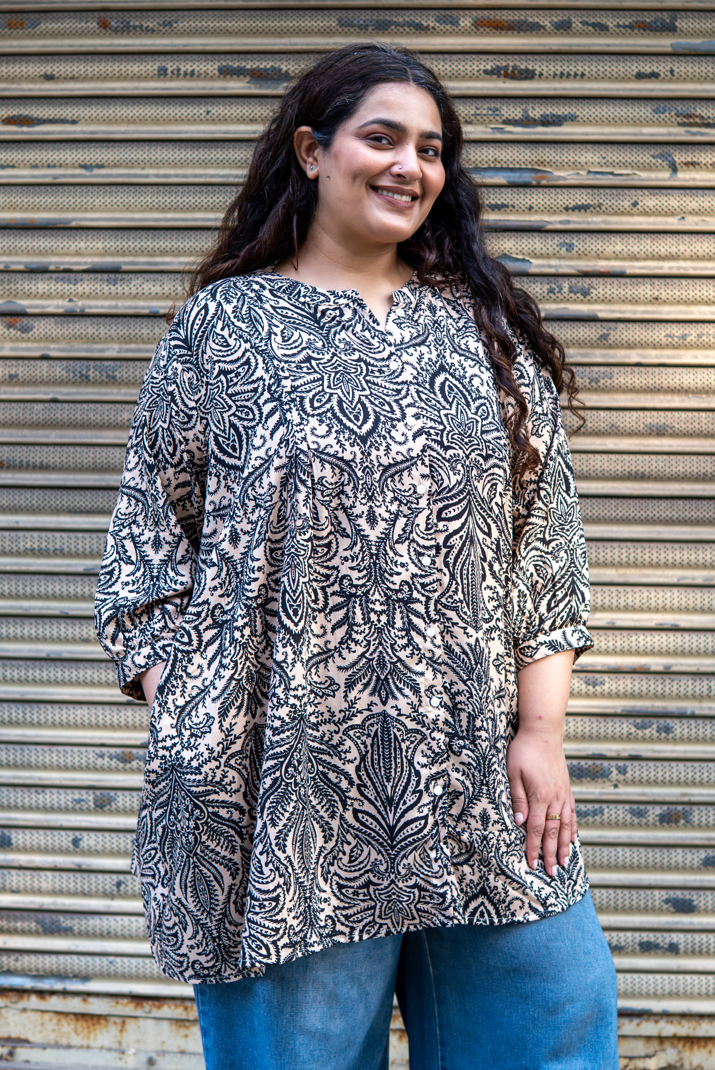 Mocha Paisley A-Line Tunic