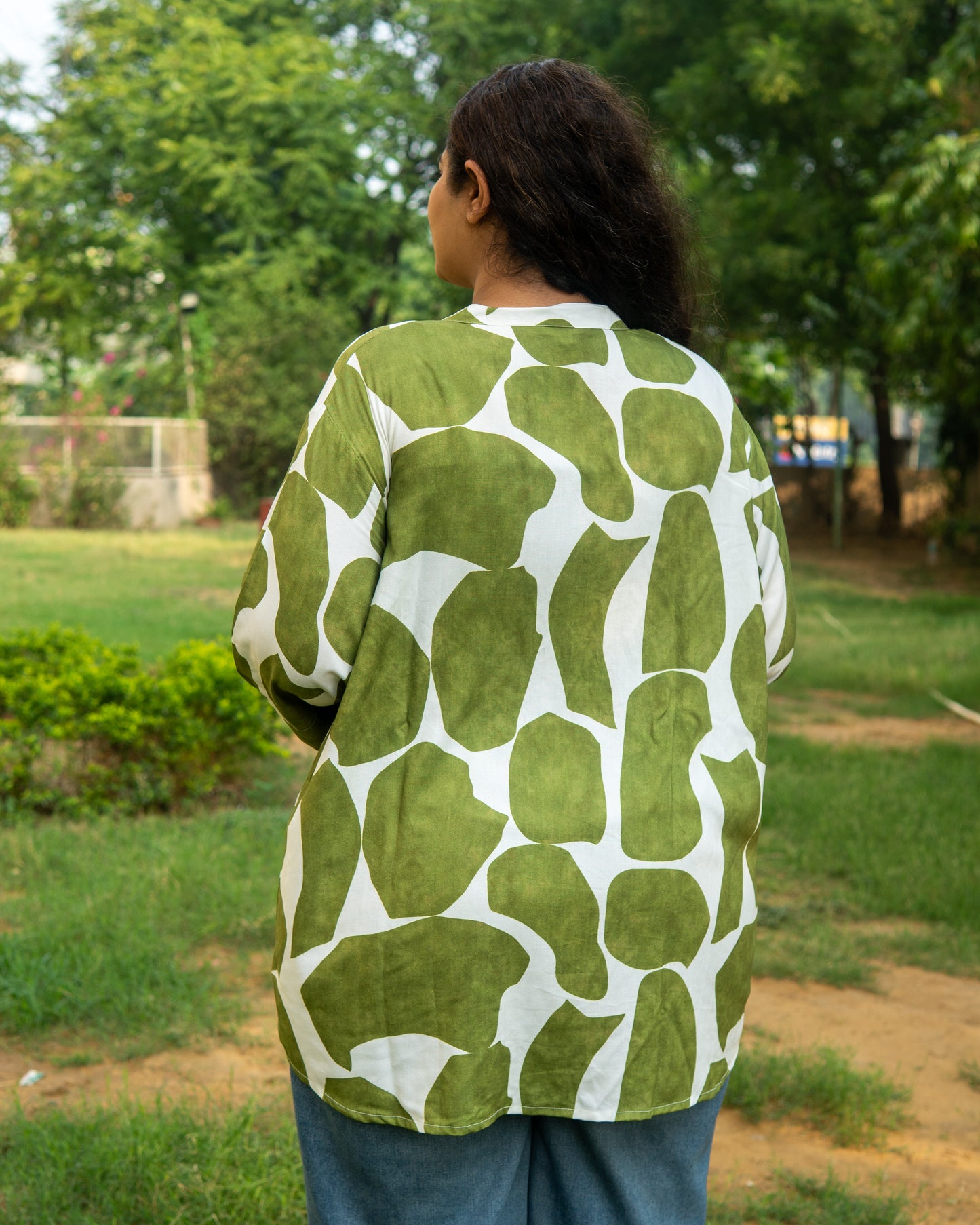 Abstract Leaf Print Shirt