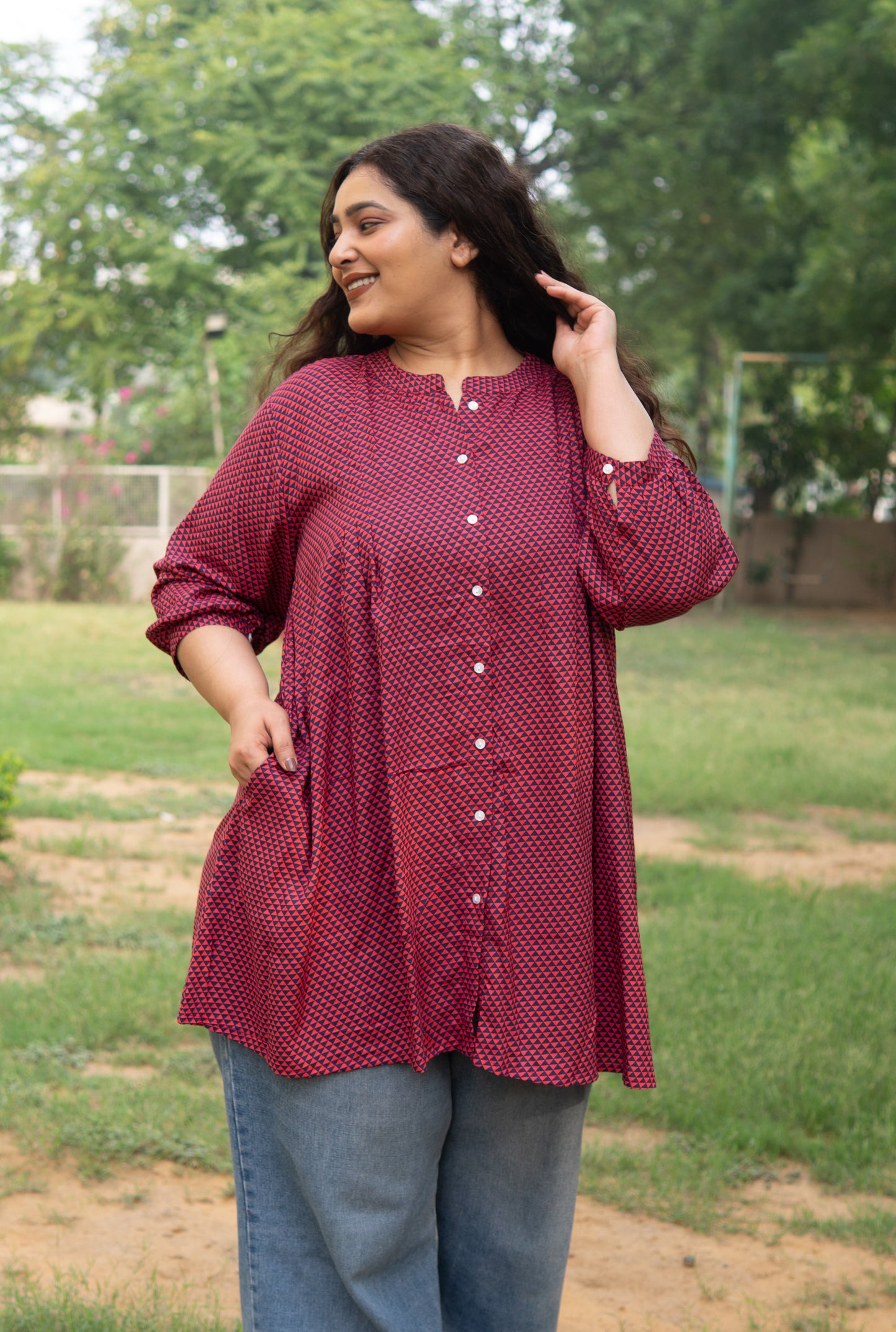 Geometric Print A-Line Tunic