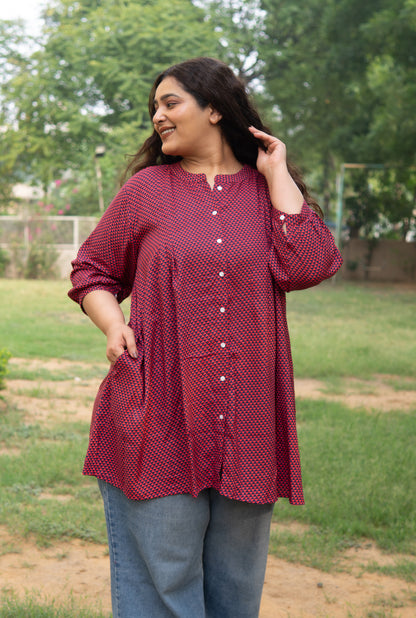 Geometric Print A-Line Tunic