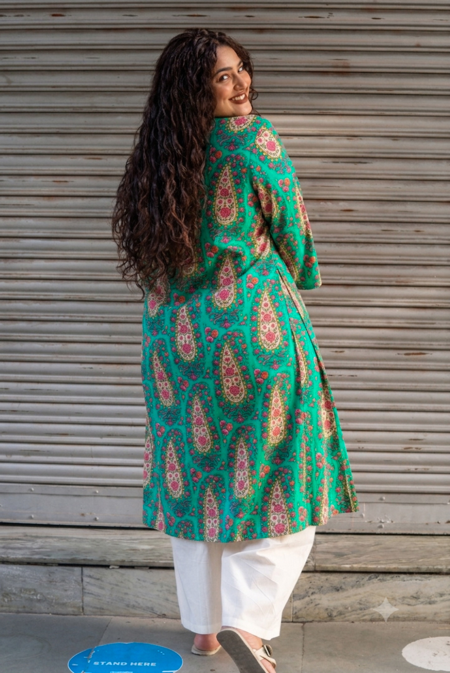 Turquoise Paisley A-Line Kurta