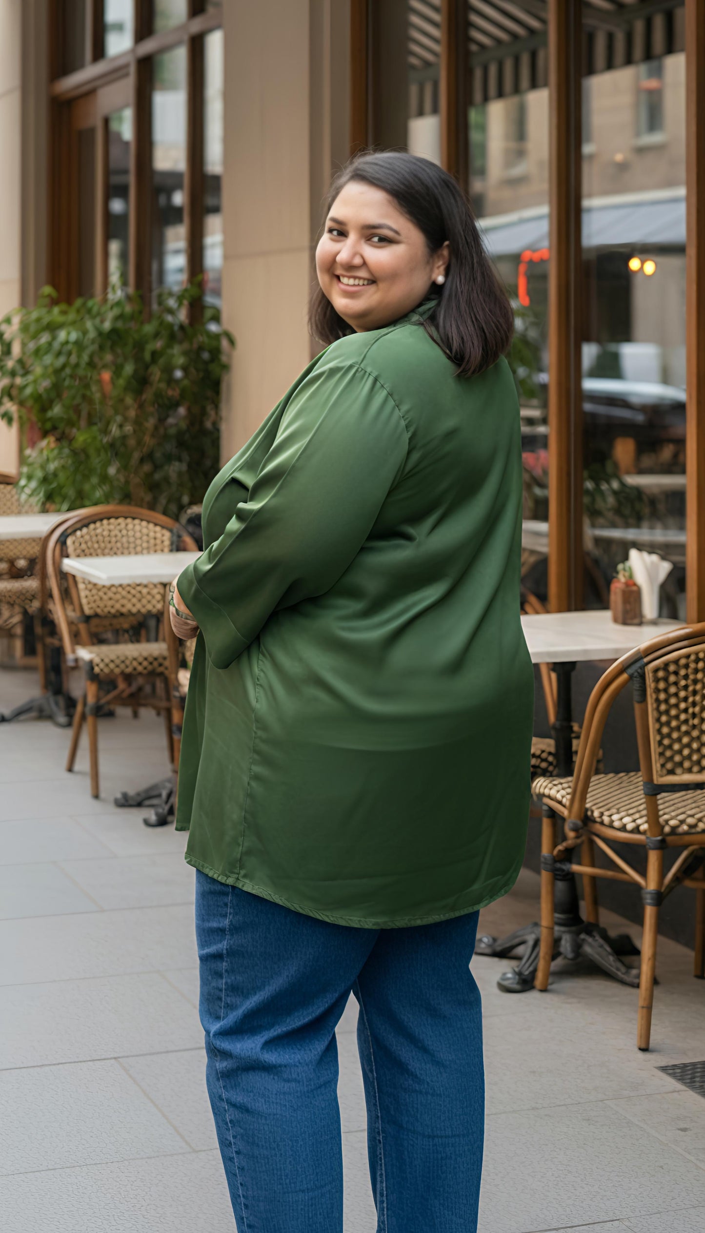 Emerald Luxe Button-Down
