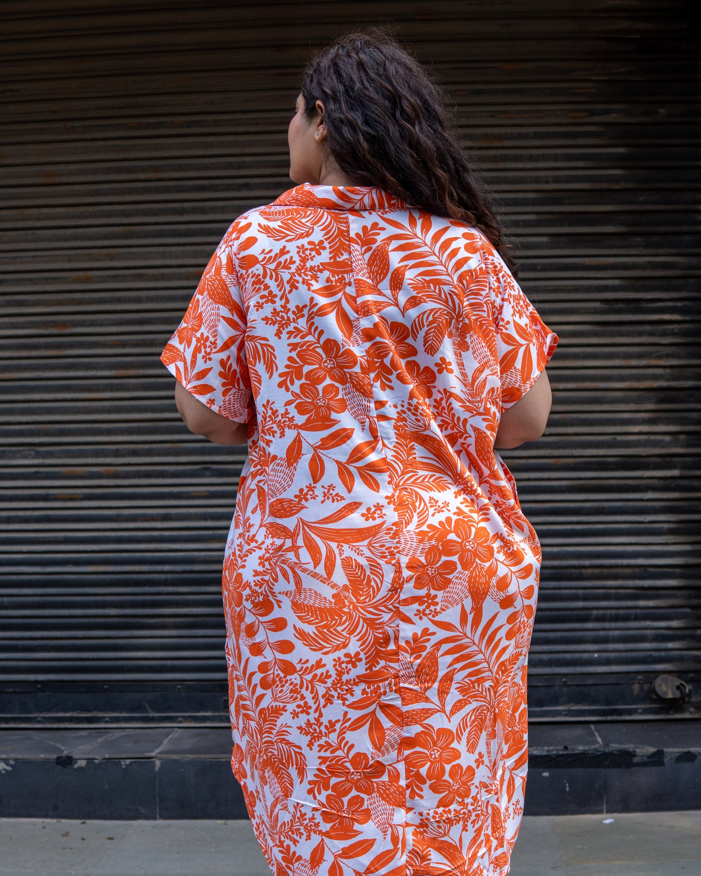 Sunset Bloom Collar Dress