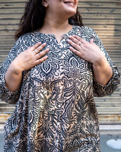 Mocha Paisley A-Line Tunic