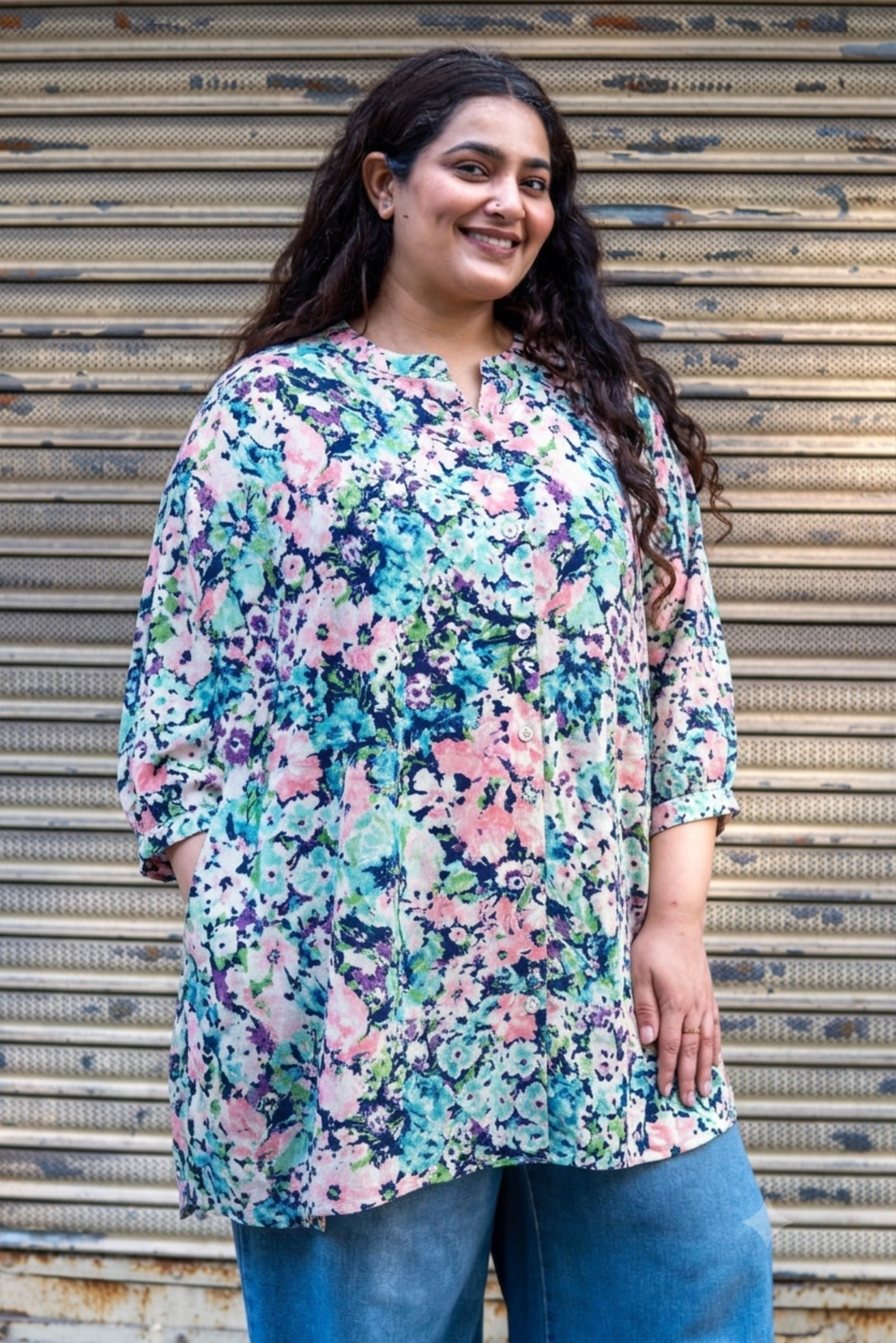 Watercolor Floral A-Line Tunic