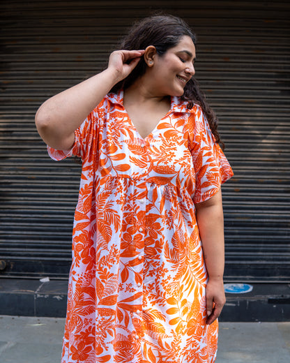 Sunset Bloom Collar Dress
