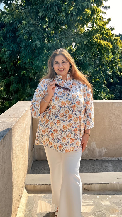 Amber Blossom Kurta Top
