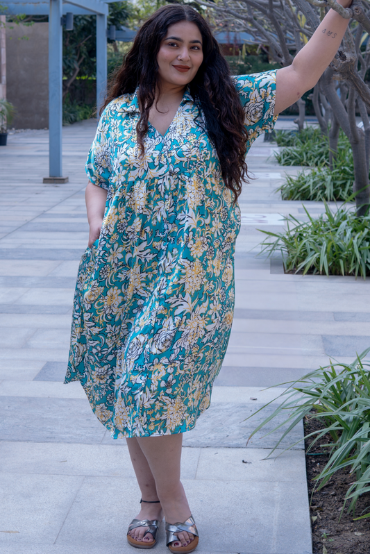 Teal Breeze Collar Dress