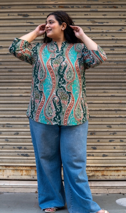 Turquoise Paisley Kurta Top