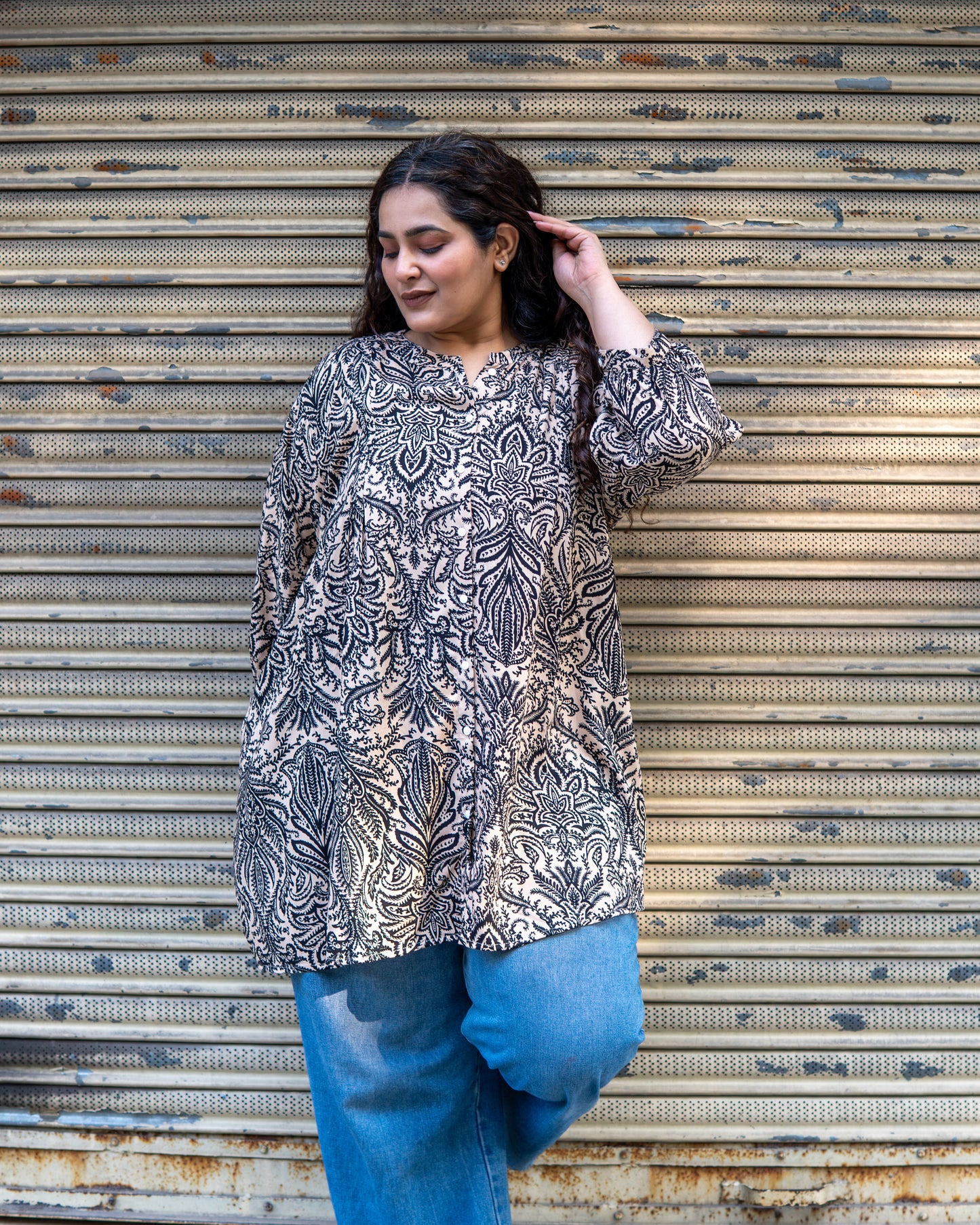 Mocha Paisley A-Line Tunic