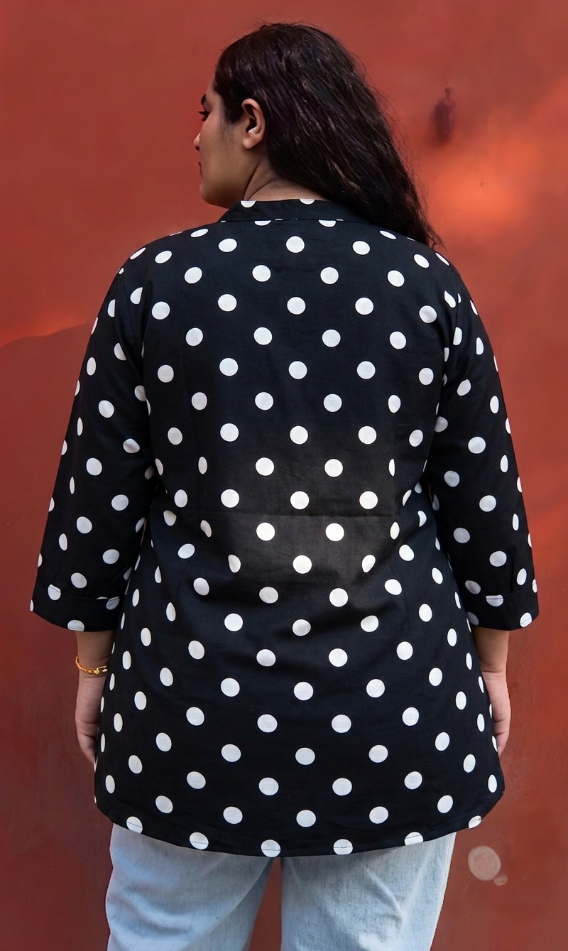 Classic Polka  V-Neck Top