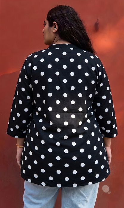 Classic Polka  V-Neck Top