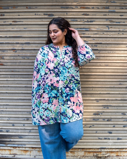 Watercolor Floral A-Line Tunic