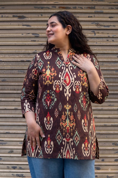 Mystic Ikat Slit Kurta Top