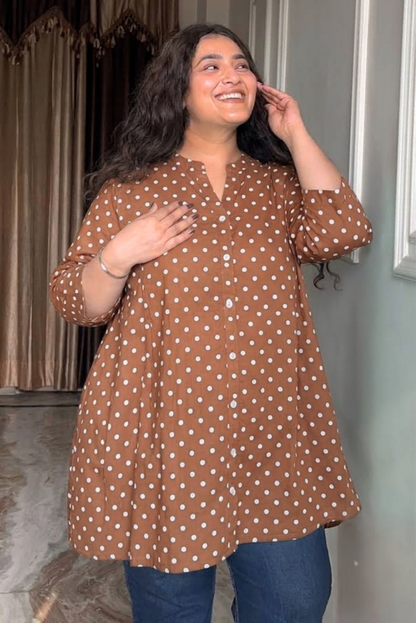 Caramel Dot A-Line Tunic